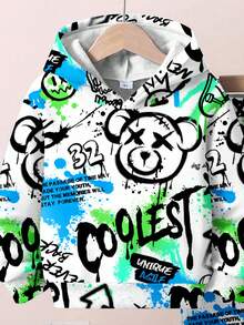 SHEIN 2pcs Young Boys Casual Loose Comfortable King Letter Tie-Dye Gradient Streetwear Sports Style Hooded Sweatshirt Set, Suitable For Autumn/Winter Fall - Multicolor - View 6