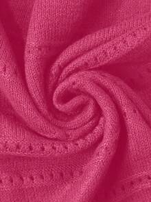 EMERY ROSE Women's Casual Dropped Shoulder Long Sleeve Pullover Sweater, Spring/Autumn - Hot Pink - View 5