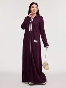 Veilorie Váy trùm đầu thường ngày màu xanh navy dành cho nữ, mặc hàng ngày, kín đáo - Màu tím - Xem 4