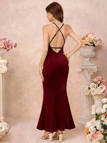 Pitira 少女优雅红色连衣裙，适合新年假期派对穿着，长款天鹅绒女童连衣裙，休闲，简约优雅，婚礼季，名人礼服，秋冬季，派对礼服，日常礼服，生日礼服，公主裙，圣诞节 - 酒紅色 - 查看 2