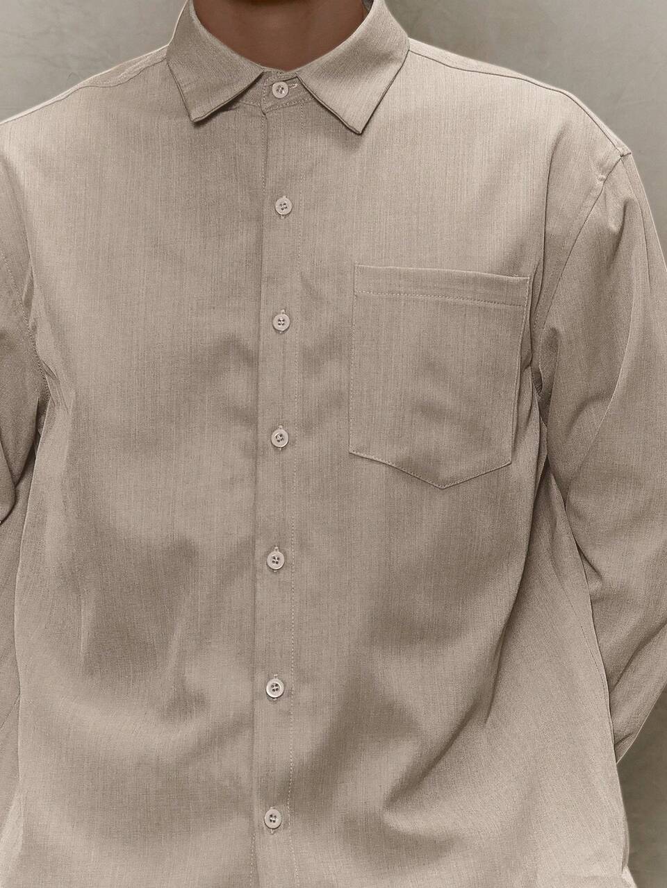 Long Sleeve Button Through Shirt Front Pocket Detailing Wardrobe