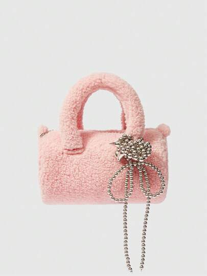 Kawaii Borsa elegante e alla moda con perline e soffice