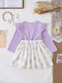 SHEIN Baby Mädchen Blumen Muster Patchwork 2 in 1 Kleid