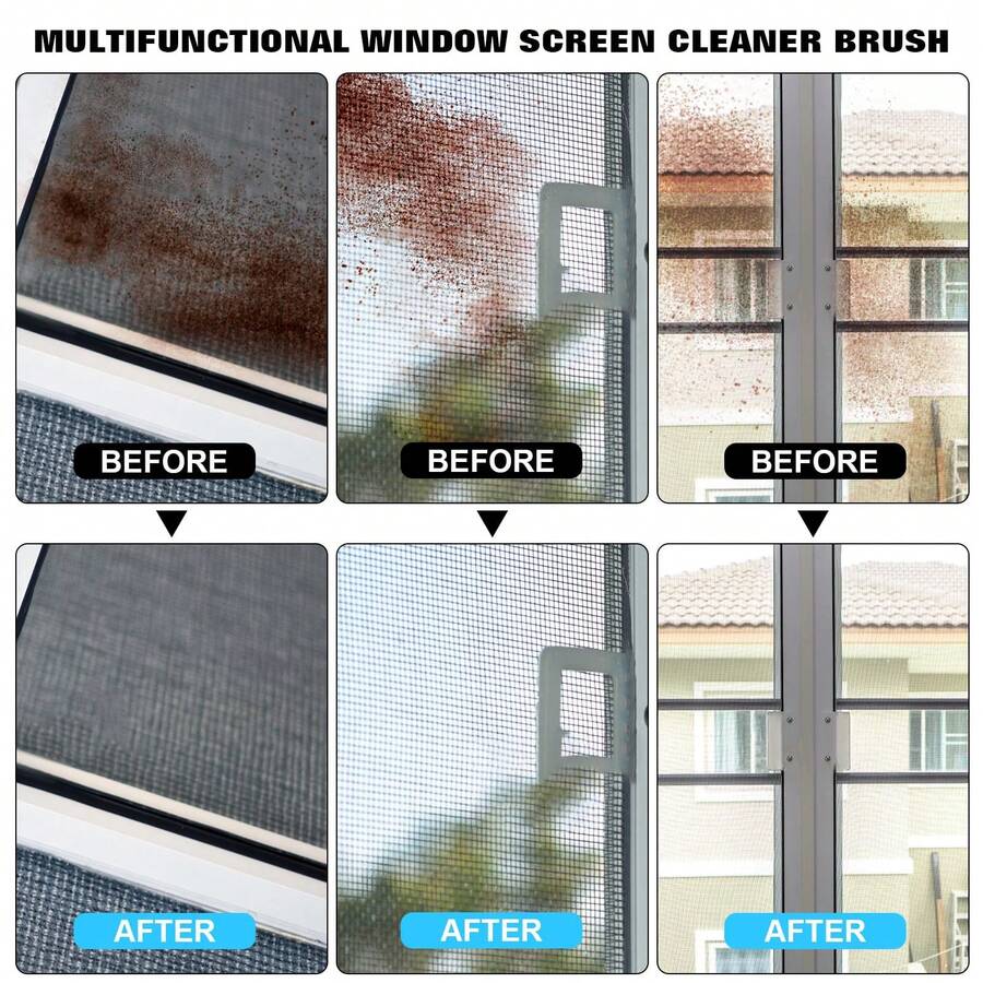 Mesh Screen Cleaner, Cleaning Brush For Window Screen Window Screen Cleaner, Wet And Dry Dual-Use Window Cleaning Kit, Screen Cleaner Tool Window Track Cleaning Tools Window Seal Cleaner - Multicolor - View 1