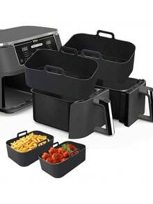 1 Piece Air Fryer Silicone Gasket Rectangular Air Fryer Silicone Baking Tray Reusable Replacement Basket Accessory | Non-Stick | Easy To Clean | Food Safety