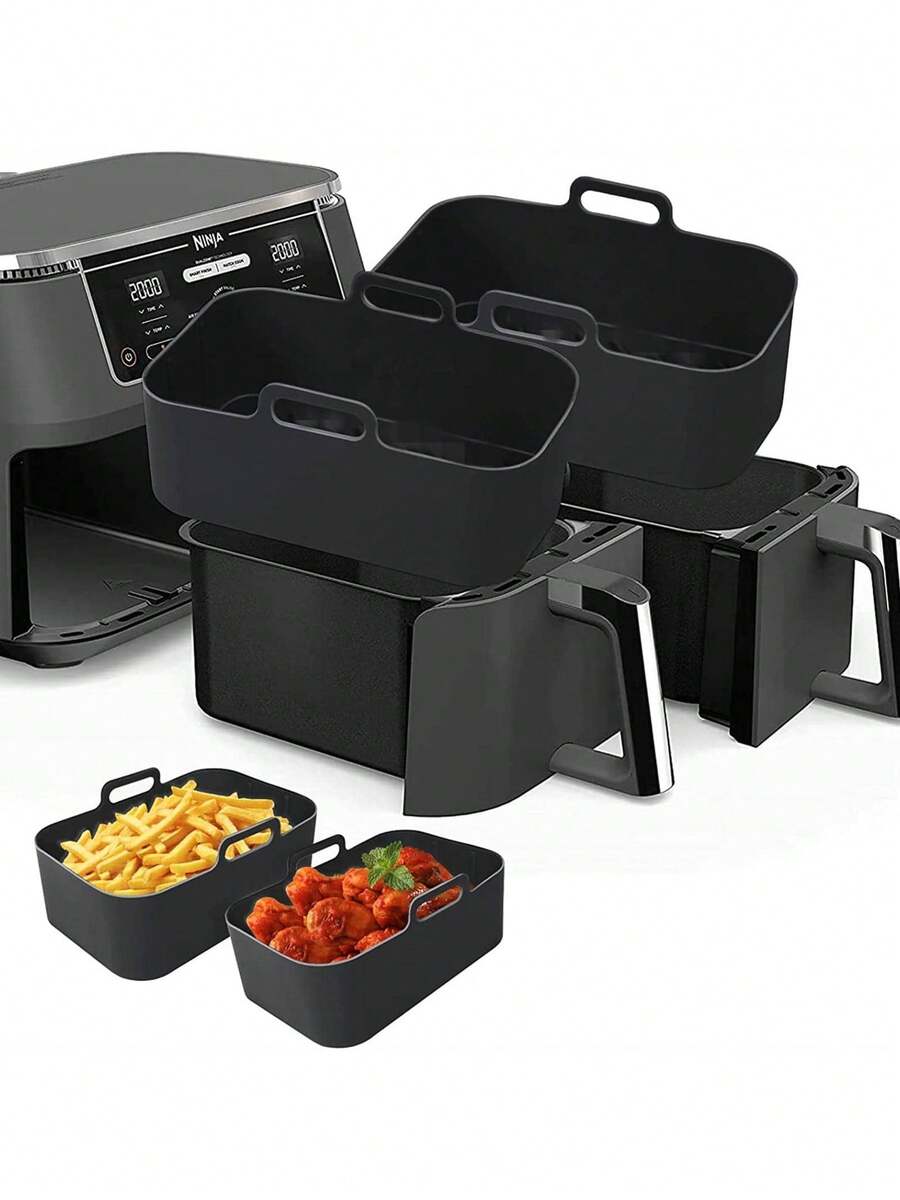 1 Piece Air Fryer Silicone Gasket Rectangular Air Fryer Silicone Baking Tray Reusable Replacement Basket Accessory | Non-Stick | Easy To Clean | Food Safety