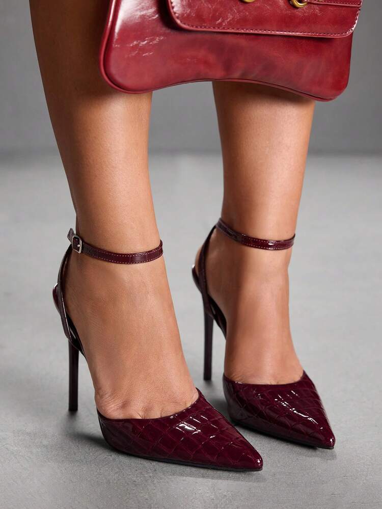 CUCCOO SZL Women's Fashion Ankle Strap Buckle Pointed Toe Stiletto High Heel Pumps, Suitable For Commuting, Dating, Party And Other Occasions For Christmas Spring Shoes