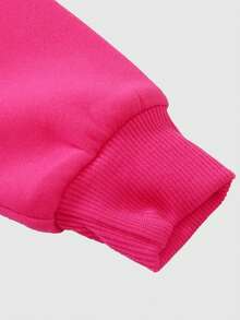 SHEIN 2pcs/Set Young Girls Stylish Jacket Paired With Elastic Waist Slim Fit Wide Leg Pants, Spring/Autumn - Hot Pink - View 3