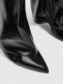 Daringsoles 女士时尚尖头高跟及膝靴 - 黑色 - 查看 6