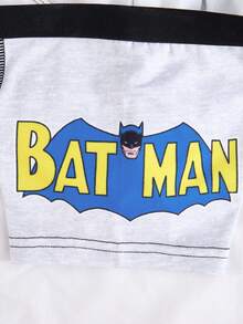 BATMAN X SHEIN 男童舒适柔软字母蝙蝠印花平角内裤