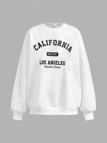 Girlism Teen Girls' Basic Casual Letter Print Sweatshirt Set, Black & White - Black and White - View 10