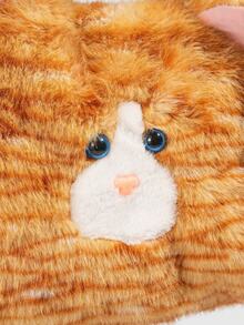 ROMWE Kawaii 1 chú mèo bông màu vàng dễ thương theo phong cách sinh viên, túi đeo nách hình mèo đuôi dài, túi tote đi làm dung tích lớn dùng hàng ngày vào mùa thu và một túi đựng thẻ hình mèo nhỏ để phù hợp với ba lô - trái cam - Xem 6