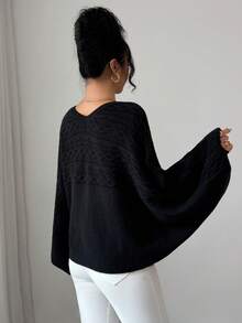 SHEIN Elenzya pull vintage style Stockholm, graphique pour femmes. Élégant et polyvalent pour des occasions décontractées, professionnelles ou de fête. Convient pour l'automne/l'hiver - Noir - Voir 2