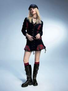 Sugerpunk 女士休闲厚底粗跟中筒靴，百搭 - 黑色 - 查看 2