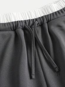 SHEIN Tween Girls' Solid Color Straight Leg Casual Knit Pants