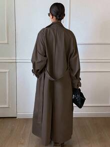 DAZY 女士宽松休闲加厚常规款夹克，秋冬女式外套 - 咖啡棕 - 查看 3