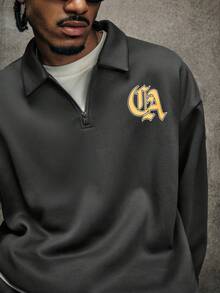 AXEPEAK Casual Street Style Hooded Jacket With Zipper And Elastic Waist Sweatpants, Loose Fit Thermal Lined Men's Tracksuit Set - Dark Grey - View 5