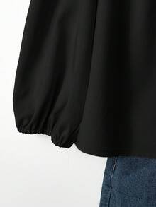 Linhara 大码女式时尚休闲优雅圆领宽松修身长袖衬衫，秋季