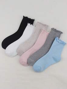 ROMWE Kawaii Women's Casual & Versatile Simple Crew Socks - Multicolor - View 6