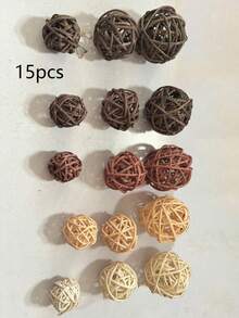 15 piezas - Bolas de ratán y mimbre de colores mixtos - Esferas decorativas naturales para manualidades DIY, decoración de boda, árbol de Navidad, adornos para el hogar, relleno de jarrones - 5 colores surtidos, 45 mm, negro, gris, marrón y blanco, negro, bolas grandes de ratán y mimbre - Mezcla de 5 colores, bolas decorativas para tazones, relleno de jarrones, decoraciones de mesa de café, centros de mesa para fiestas de boda, confeti decorativo, 3 cm/4 cm/5 cm - Multicolor - Ver 10