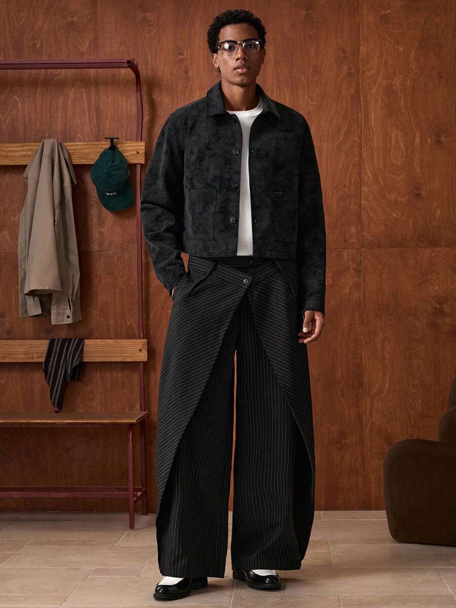 SWAVVY 男士休闲百搭麂皮绒单排扣长袖外套，秋季款 - 彩色 - 查看 1