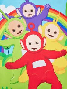 Teletubbies X SHEIN 可爱卡通彩虹草图案连帽套头彩色儿童浴巾罩衫，超细纤维超强吸水，速干，不掉毛，不掉毛，保暖防寒，适合2-6岁，用途广泛，适合洗澡、游泳、沙滩浴室 - 彩色 - 查看 10