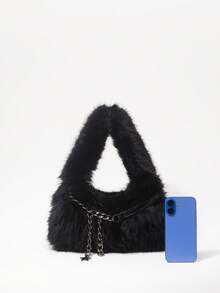 ROMWE Grunge Punk Bolsos de hombro para mujer estilo años 2000, bolsos de motociclista con remaches punk, bolsos de piel, carteras de otoño e invierno, bolsos hobo (patrón aleatorio) - Negro - Ver 3