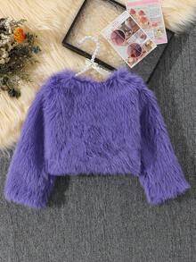 Elladie kids Girls Fashionable Faux Fur Vest Jacket, Elegant Casual Outerwear For Autumn/Winter - Purple - View 2