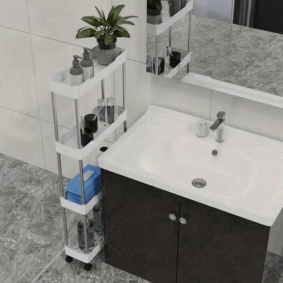 2/3/4层落地式置物架，多层带轮储物整理推车，适用于厨房、卧室、浴室，方便收纳整理。