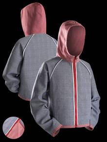 ROMWE MEN Street Life Men's Plaid Patchwork Casual Zip-Up Hooded Long Sleeve Jacket - Multicolor - View 3