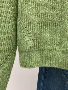 SHEIN Unity New Autumn/Winter Italian Style Green Turtleneck Ribbed Commuter Slim Fit Loose Women Sweater - Green - View 7