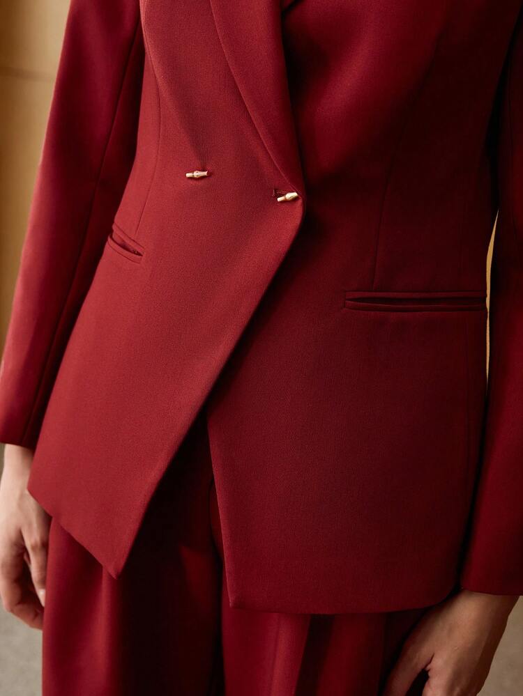 WOMEN'S ELEGANT METAL BUTTON BLAZER FOR COMMUTING