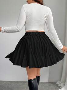 Firerie 大码女式情人节白色荷叶边下摆迷你裙、高腰百褶裙、性感芭蕾短裙、派对装、街头服饰、夏/秋季女式裙子、白色裙子、白色迷你裙。 - 黑色 - 查看 7