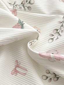 2件套幼儿女童可爱花卉印花长袖上衣和裤子休闲优雅睡衣 - 粉色 - 查看 7