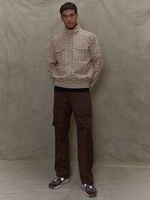 Musero Checkered Long Sleeve Zip Through Funnel Neck Jacket Pocket Button Detailing SPRING SUMMER Wardrobe - Multicolor - View 5