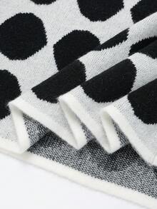 Franclia 秋冬休闲优雅通勤百搭弹力腰黑白撞色几何波点条纹长款针织A字伞裙，冬日舒适秋冬2052圣诞新年