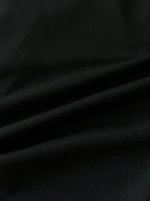 Elamini Lace Patchwork Button Fitted Women's Elegant Long T-Shirt - Black - View 7