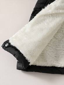 男童字母印花插肩袖保暖连帽休闲外套，冬季保暖款