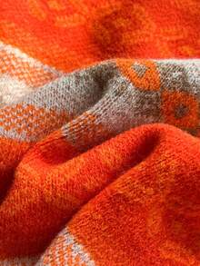 SHEIN LUNE 女士时尚修身彩色提花针织毛衣，秋冬 - 橘色 - 查看 6