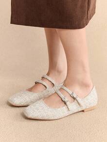 Rosivie 时尚优雅的方头平底鞋 - 芥末黃 - 查看 5