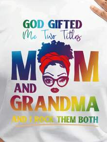 Maweii 大码圆领短袖字母印花休闲夏季上衣，日常穿着 - 白色 - 查看 3