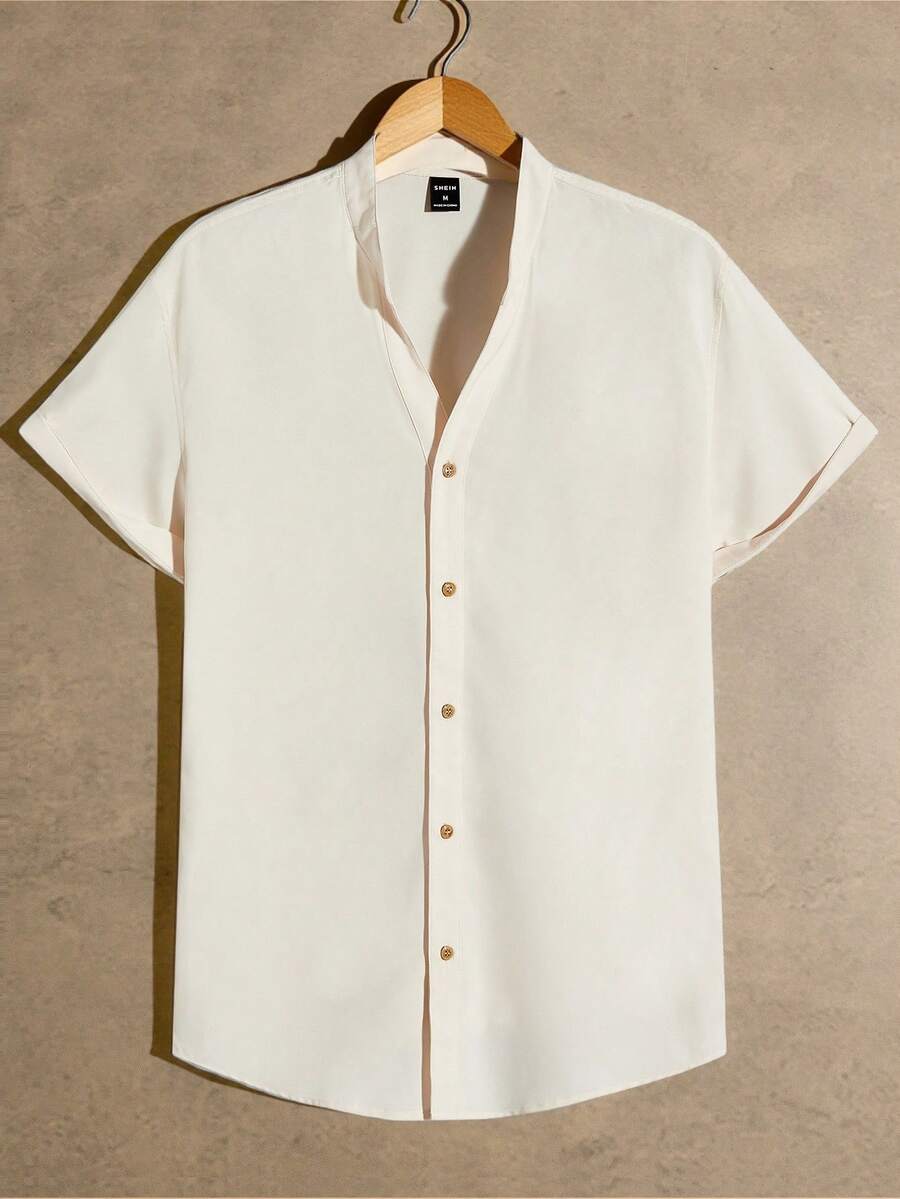 HIMLAND Men Solid Button Front Shirt - Beige - View 1