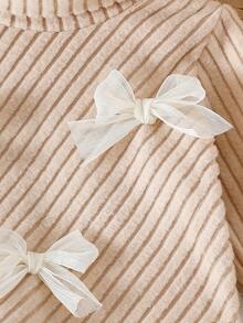 SHEIN 2pcs/Set Baby Girls Ribbed Turtleneck Top With 3D Bow Decor & Tulle Skirt Outfit, Sweet, Cute, Elegant, Fashion For Baby Girls In Autumn/Winter
