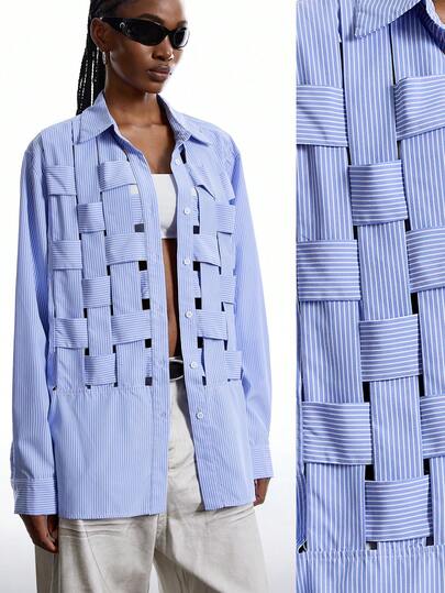 LYSMO 2025 New Arrive Minimalism Women's Women's Fashionable Commuter Striped Design Blouse /Winter Clothes For Women New Year Look And Christmas Outfit For Women  New Year Look  Christmas Outfit For Women Christmas Party Dress/ Christmas Women's Clothing/New Year / Thanksgiving Outfit For Women / Thanksgiving Shirt /Thanksgiving Outfits For Women /Beach Outfits For Women / Elegant Blouses For Women/Check Shirt /Casual Blouses For Women/ Casual Outfit For Women