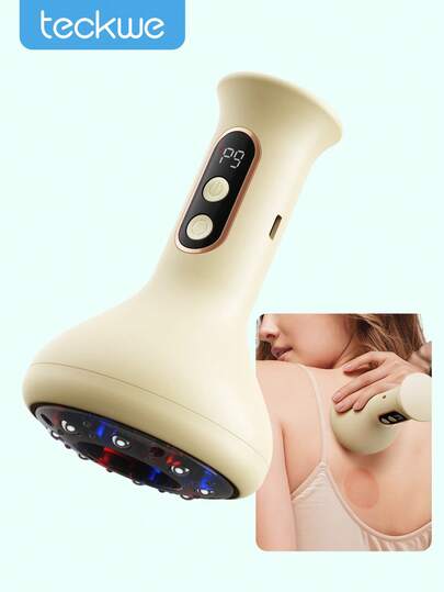 Teckwe Elektrischer Heizmassagegerät, Heißsteine für Massage, Meridian-Bürste, Cellulite-Massagegerät, universelle lymphatische Entschlackung, Knetung, Bauch- und Rückenmassagegerät, für Zuhause SPA