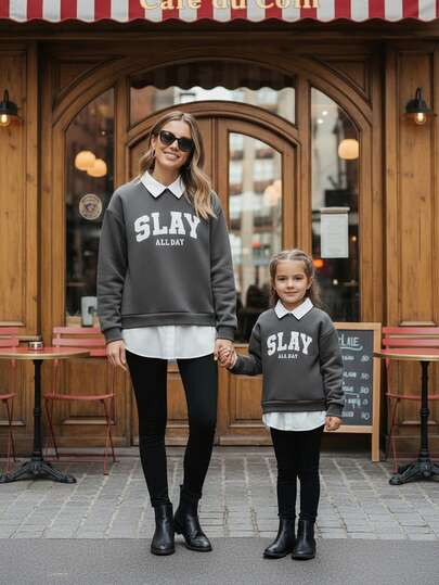 SHEIN Tween-Mädchen 2-teiliges Set aus langärmligem Sweatshirt und Hose