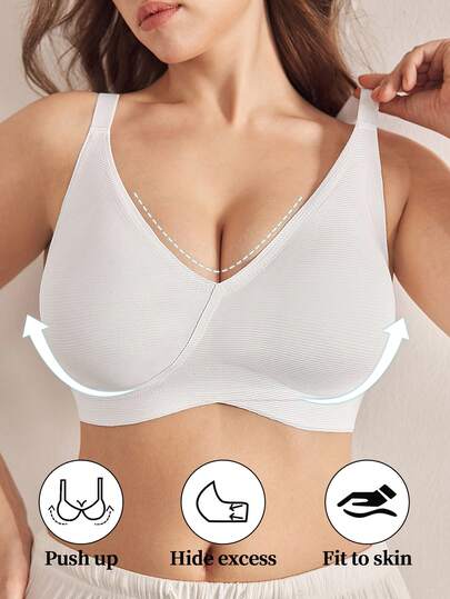 Ocili 加大码无缝无钢圈文胸，提拉聚拢，简约设计，舒适宽肩带，单件