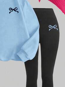 Emery Rose Kids Emery Rose Kids Bộ 2 món cho bé gái tuổi teen, gồm áo nỉ dày mềm cổ tròn và quần legging bó sát, kiểu dáng tối giản, trang phục thường ngày, thoải mái, lớp áo mùa thu cho trẻ em, phong cách thời trang, trang phục thường ngày, đi học, quần áo mùa thu, lễ hội, thích hợp cho hoạt động ngoài trời, dã ngoại, chụp ảnh đường phố, ở nhà. - Nhiều màu - Xem 6