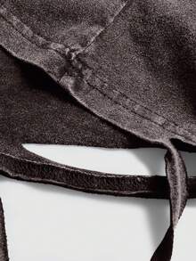 ROMWE Street Life 大码女式街头风酸洗无袖上衣，适合日常穿着，春夏款 - 咖啡棕 - 查看 3