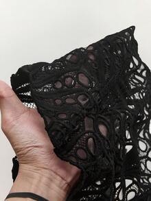 Y2K Amplova Women's Chic Hollow Out Bustier Bra With Special Pattern, Sexy & Avant-Garde 2 Pieces Set With Furry Mini Skirt, Suitable For Party & Date ,Autumn/Winter Thanksgiving And New Year, - Black - View 11